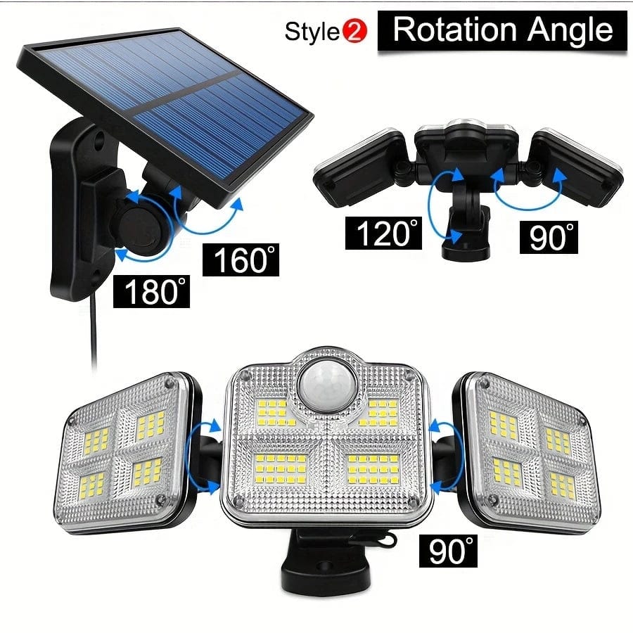 Lampes solaires d'extérieur 122 138 LED applique murale étanche avec capteur de mouvement 3 modes pour lampe de décoration de jardin à la maison