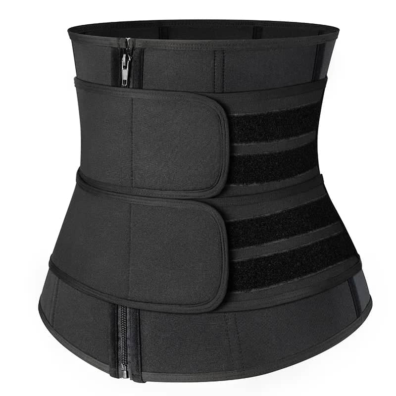 Corset d'entraînement en néoprène pour femmes taille plus deux ceintures serre-taille en latex avec fermeture éclair