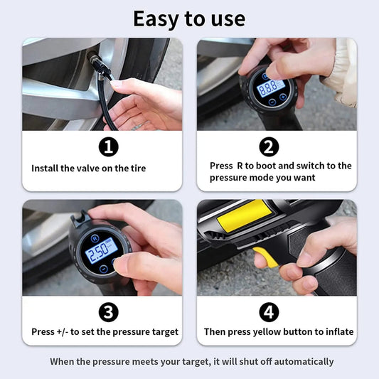 Outil de compression d'air pour voiture Compresseur d'air portable et pompe à air pour voiture et vélo