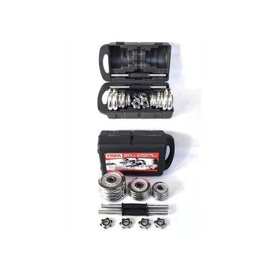 Jeu d'halteres chromées de 20 kg (2x10kg) - Poids pour Exercices Entraînement de Musculation