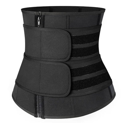 Corset d'entraînement en néoprène pour femmes taille plus deux ceintures serre-taille en latex avec fermeture éclair