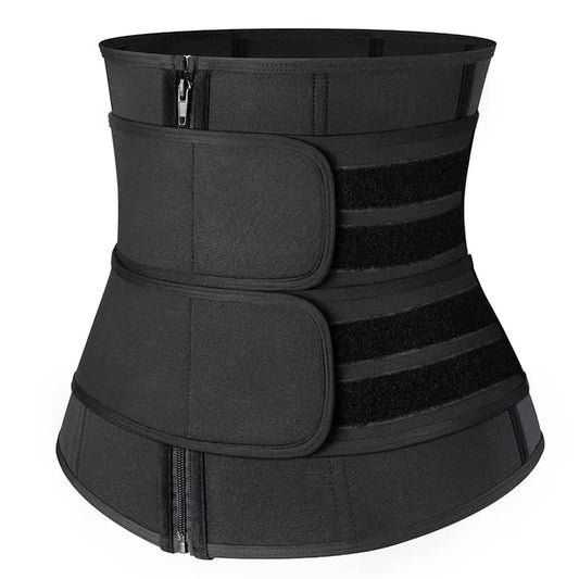 Corset d'entraînement en néoprène pour femmes taille plus deux ceintures serre-taille en latex avec fermeture éclair