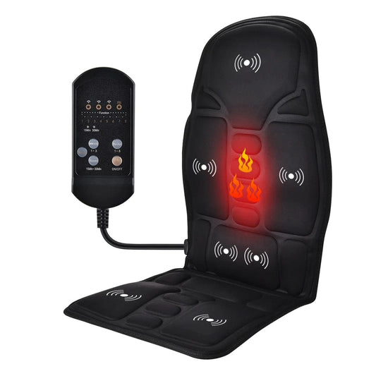 Coussin de massage électrique portable à vibration complète du corps à usage domestique ou en voiture avec fonction de chauffage pour le massage du dos et des fesses