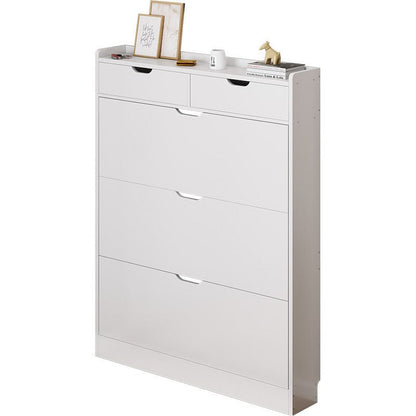 Armoire à chaussures en bois à coin étroit de grande capacité avec 2 tiroirs pour le rangement