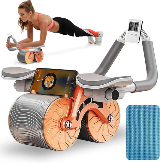 nouvelle roue à rouleaux à rebond automatique avec support de coude pour femmes et hommes avec tapis de genou et minuterie