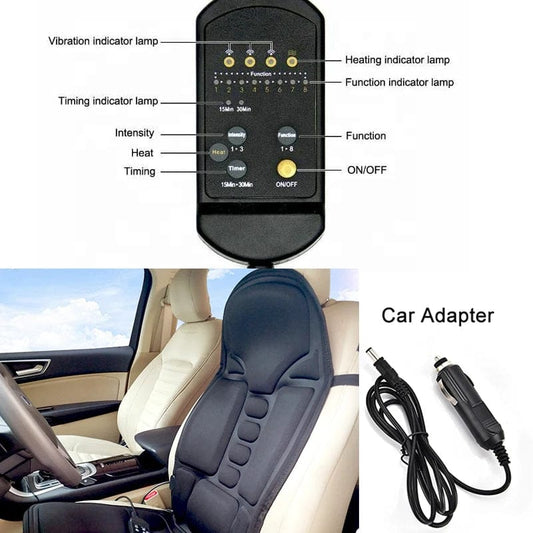 Coussin de massage électrique portable à vibration complète du corps à usage domestique ou en voiture avec fonction de chauffage pour le massage du dos et des fesses