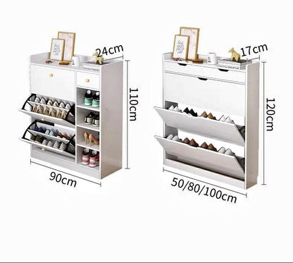 Armoire à chaussures en bois à coin étroit de grande capacité avec 2 tiroirs pour le rangement