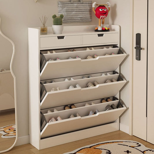 Armoire à chaussures en bois à coin étroit de grande capacité avec 2 tiroirs pour le rangement