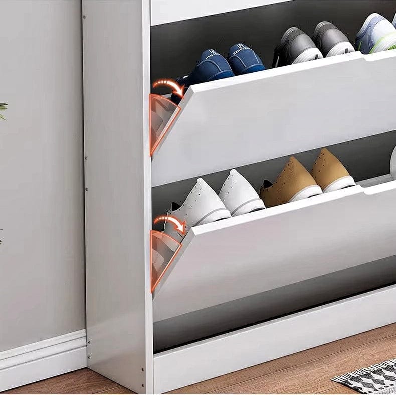 Armoire à chaussures en bois à coin étroit de grande capacité avec 2 tiroirs pour le rangement
