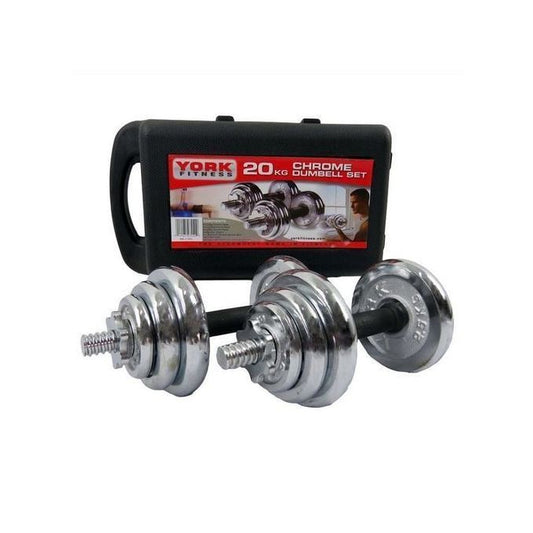 Jeu d'halteres chromées de 20 kg (2x10kg) - Poids pour Exercices Entraînement de Musculation